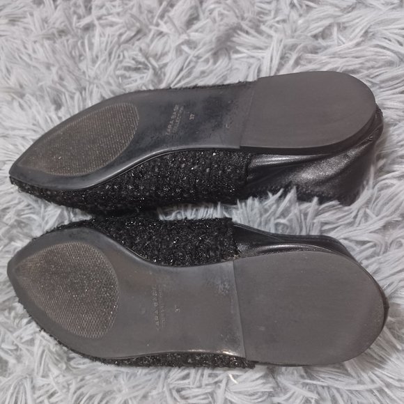 Zara Black Two-Toned Shimmery Pointed Flats Women's Size US 6.5, EU 37 - Picture 10 of 14